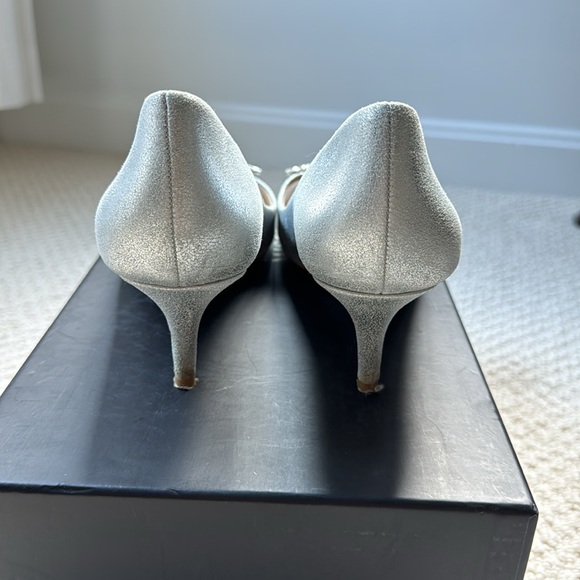 Badgley Mischka Nakita II Kitten Heel Peep Toe Pumps (Silver) - Picture 7 of 10